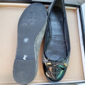 Tory Burch Smoke Roccia/Black Verbena Tribal Snake Ballet Flats